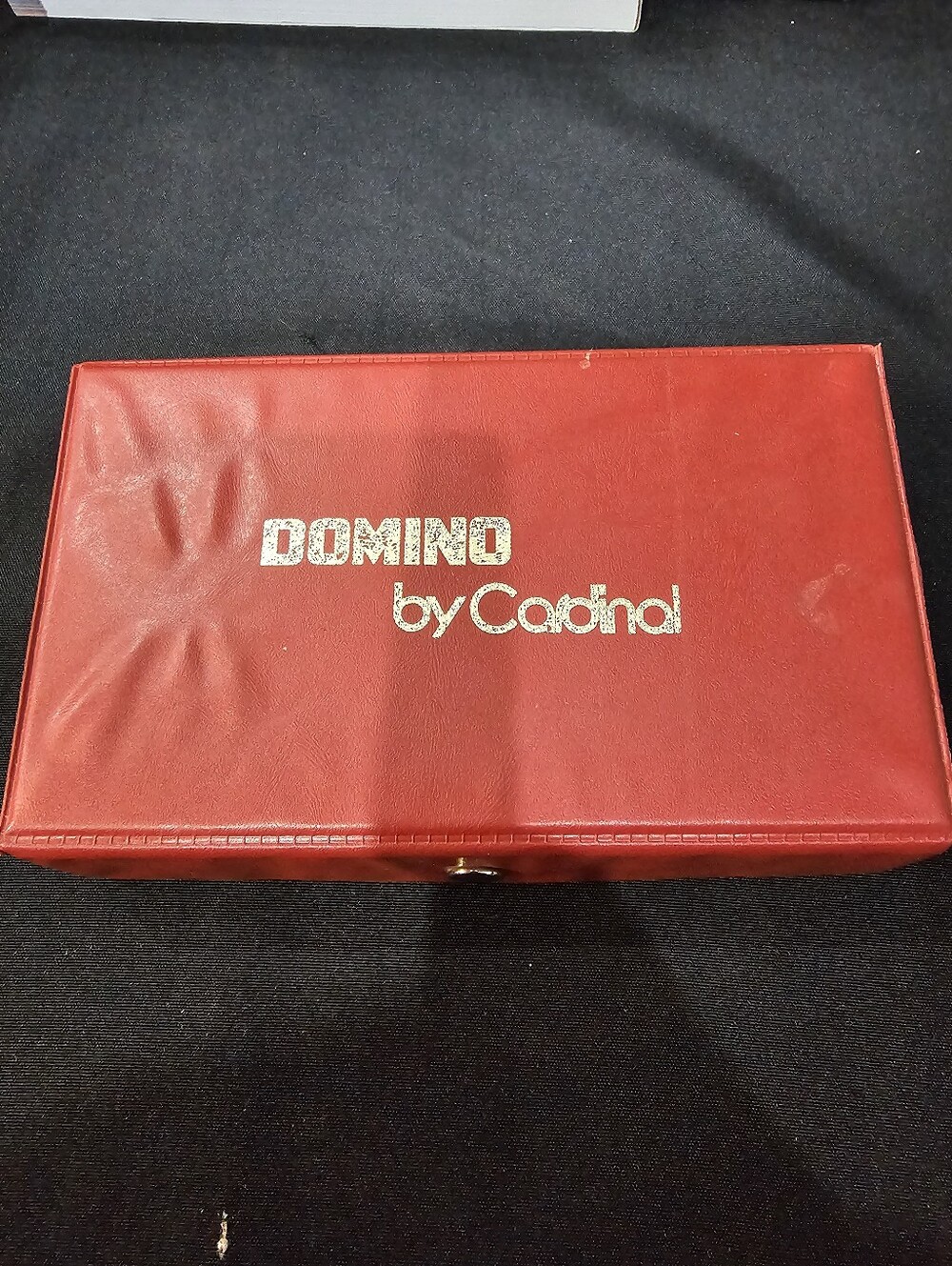 Vintage  Dominoes by Cardinal 56 Pc Set Red Vinyl Case Double Nines